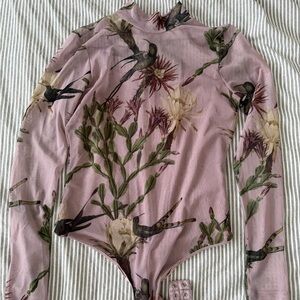 All Saints Pink Floral Bird Print Top